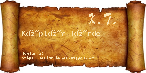 Káplár Tünde névjegykártya